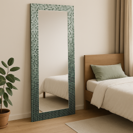 Большое настенное и напольное зеркало в полный рост в раме из стеклянной мозаики Элис 007 